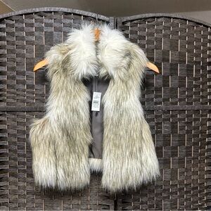 Loft NWT Faux fur vest size XS Small lined white gray black
